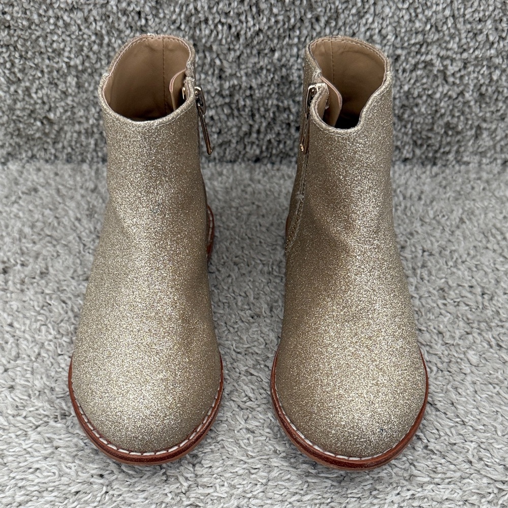 Janie & Jack Girls' Gold Glitter Ankle Boots with Side Zip - Picture 2 of 9